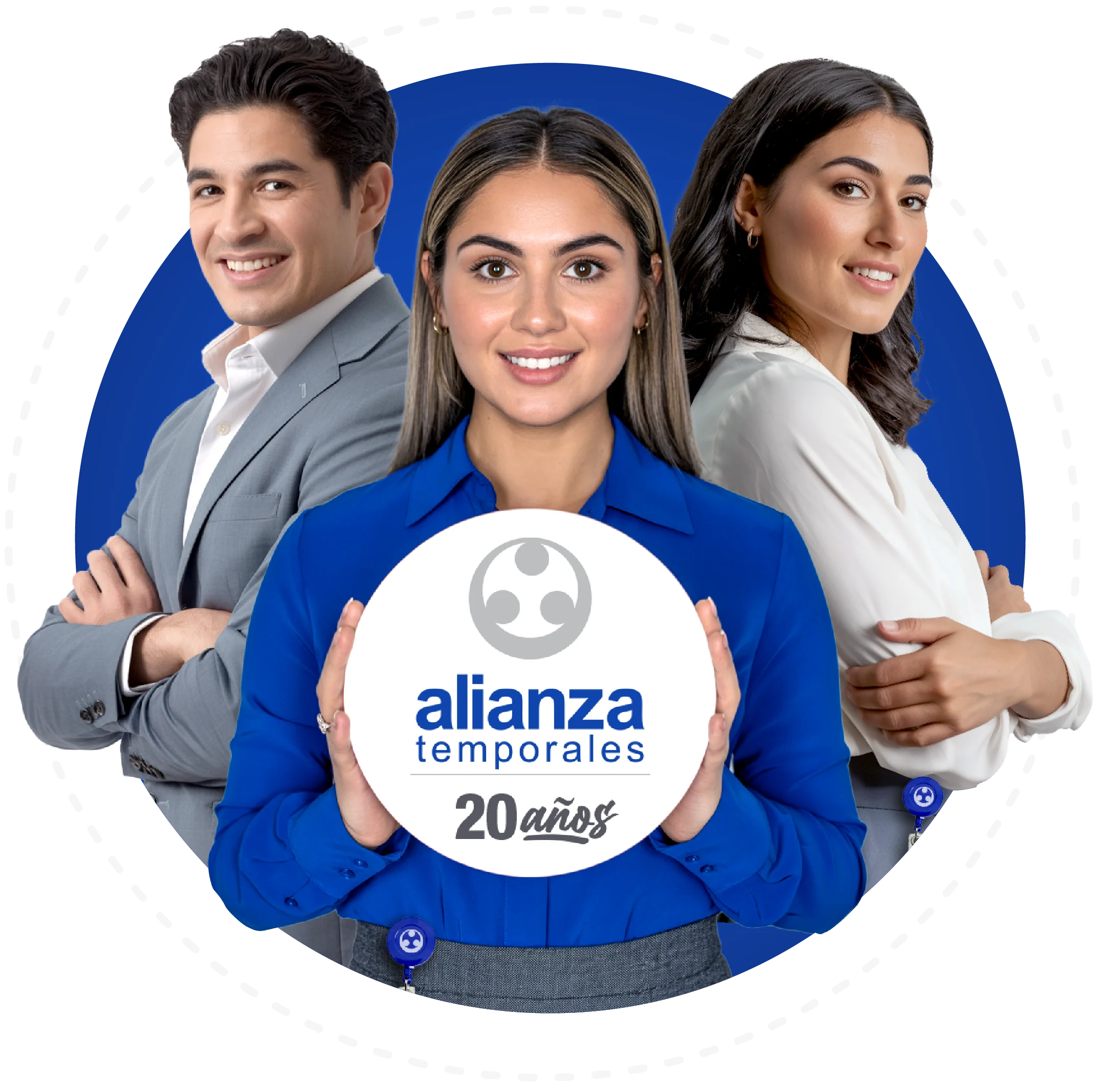 Equipo de profesionales de Alianza Temporales con logo corporativo